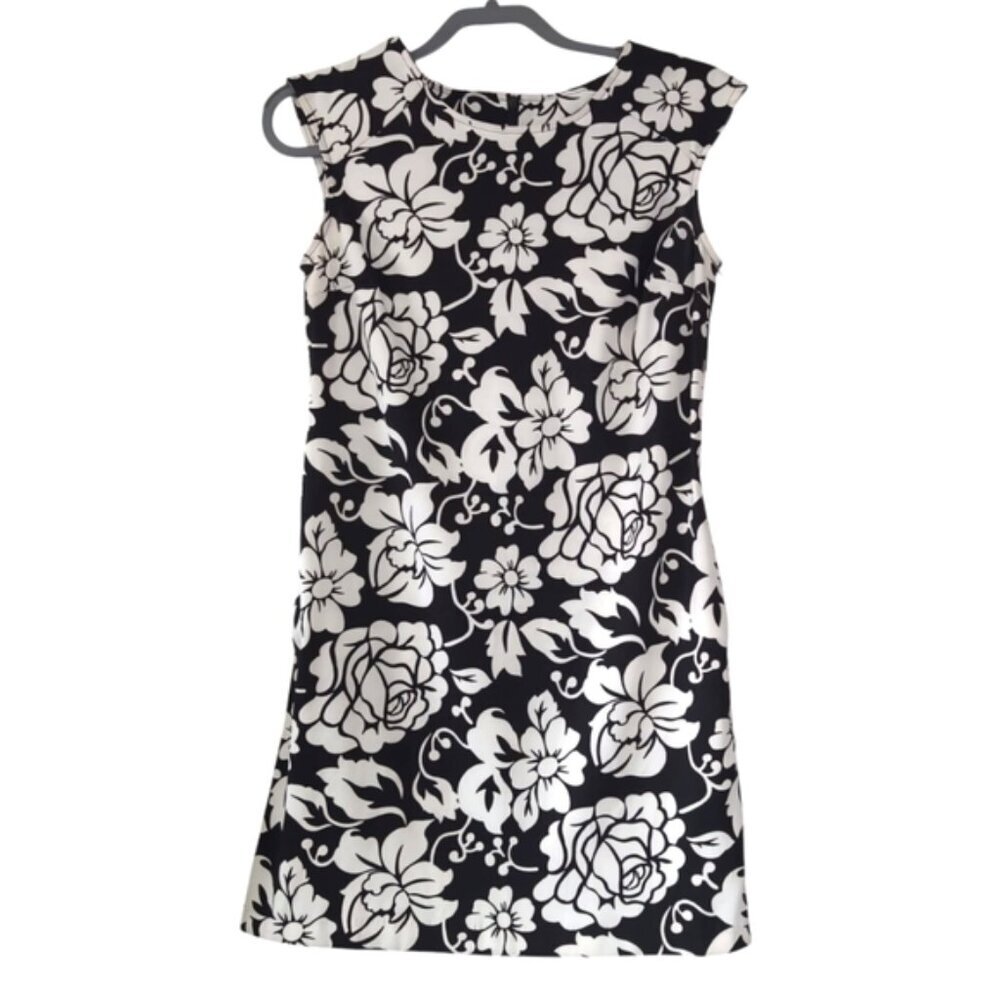 Kim Rogers Tropical Beach Coastal Summer Floral Stretch Retro Mod Shift Dress 8